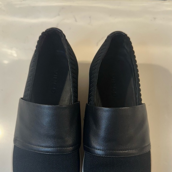 Vince Ward Shoes Black Knit Leather Platform Slip On Sneakers Loafer - Picture 4 of 14